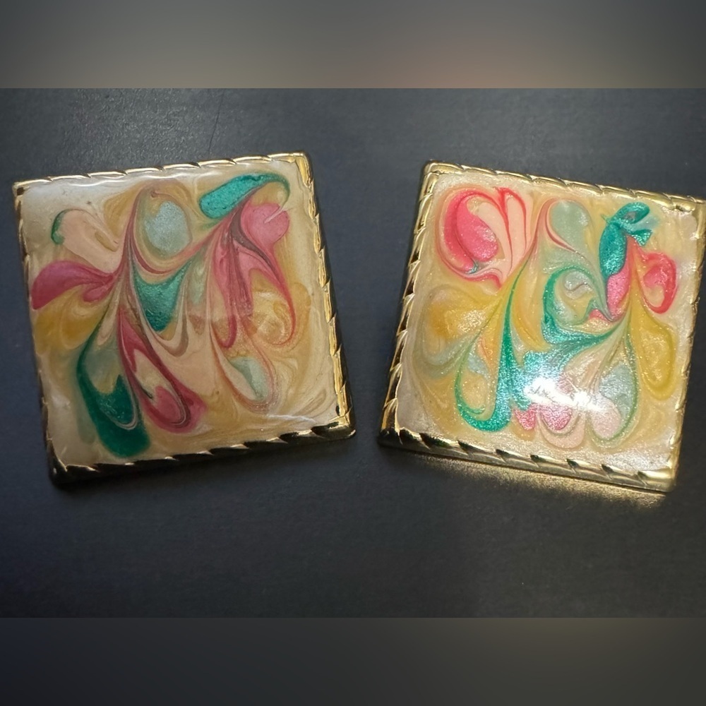 Vintage square post earrings